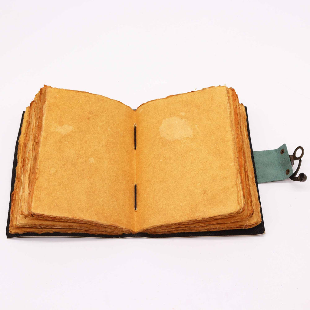Leather "Moon Phases" Deckle-edge Notebook (7x5")